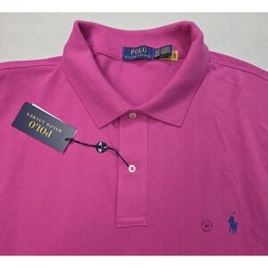 NEW Polo Ralph Lauren Polo Shirt Men's 2XLT Tall Pink Blue Pony Pique